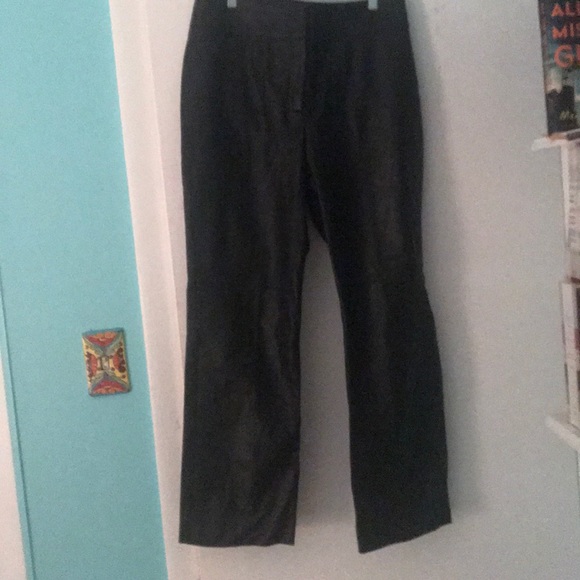 Black genuine leather straight leg pants size 10 - Picture 4 of 5